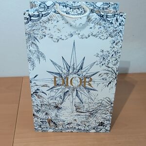 Dior Blue and White Gift Bag with Gold Logo